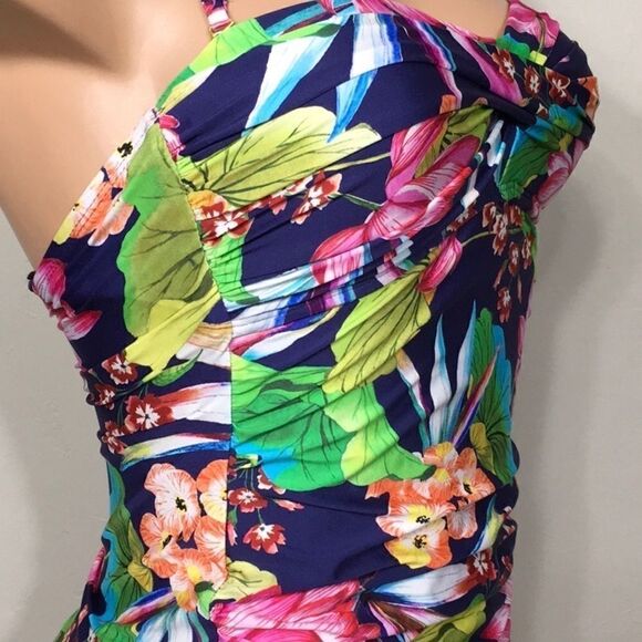 La Blanca navy floral tankini top. NWT - Picture 6 of 9